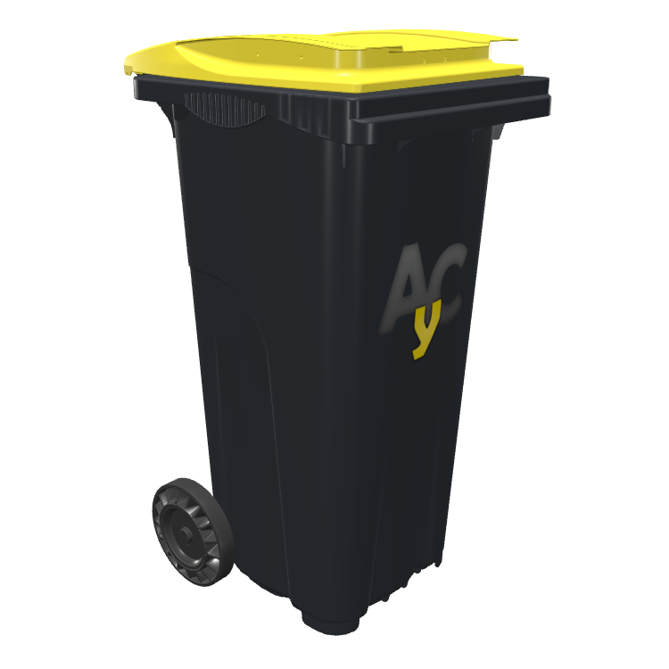 Cubo de basura · Cuerpo Gris · 4 Colores · Reciclaje · 120 litros Cubo de basura · Cuerpo Gris · 4 Colores · Reciclaje · 120 litros