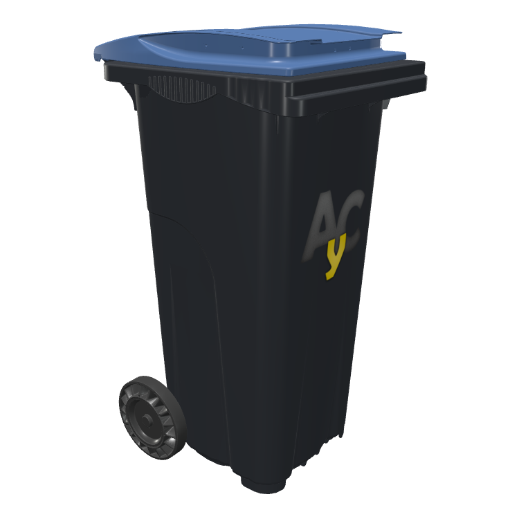 Cubo de basura · Cuerpo Gris · 4 Colores · Reciclaje · 120 litros Cubo de basura · Cuerpo Gris · 4 Colores · Reciclaje · 120 litros