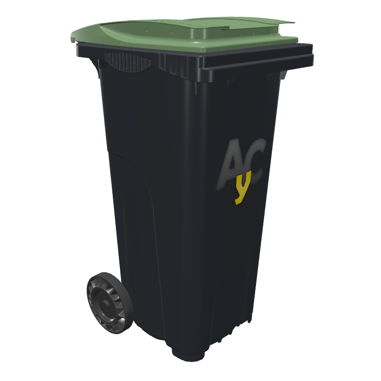 Cubo de basura · Cuerpo Gris · 4 Colores · Reciclaje · 120 litros Cubo de basura · Cuerpo Gris · 4 Colores · Reciclaje · 120 litros