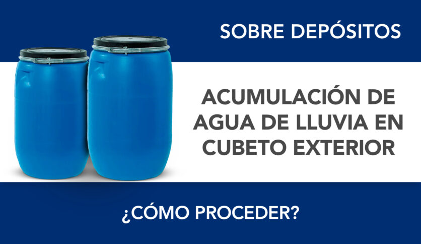 ¿Qué hago si se acumula agua de lluvia en mi cubeto exterior?