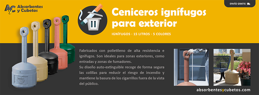 Contenedor Beige Para Colillas · Cenicero Ignífugo · Exterior Contenedor Beige Para Colillas · Cenicero Ignífugo · Exterior