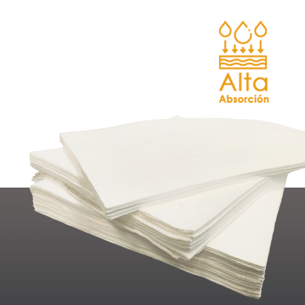 Hojas absorbentes para hidrocarburos 40 x 50 cm · Alta absorción Hojas absorbentes para hidrocarburos 40 x 50 cm · Alta absorción