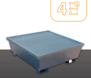 Cubeto de Acero Galvanizado · 4 Bidones · Con rejilla · 245L. Cubeto de Acero Galvanizado · 4 Bidones · Con rejilla · 245L.